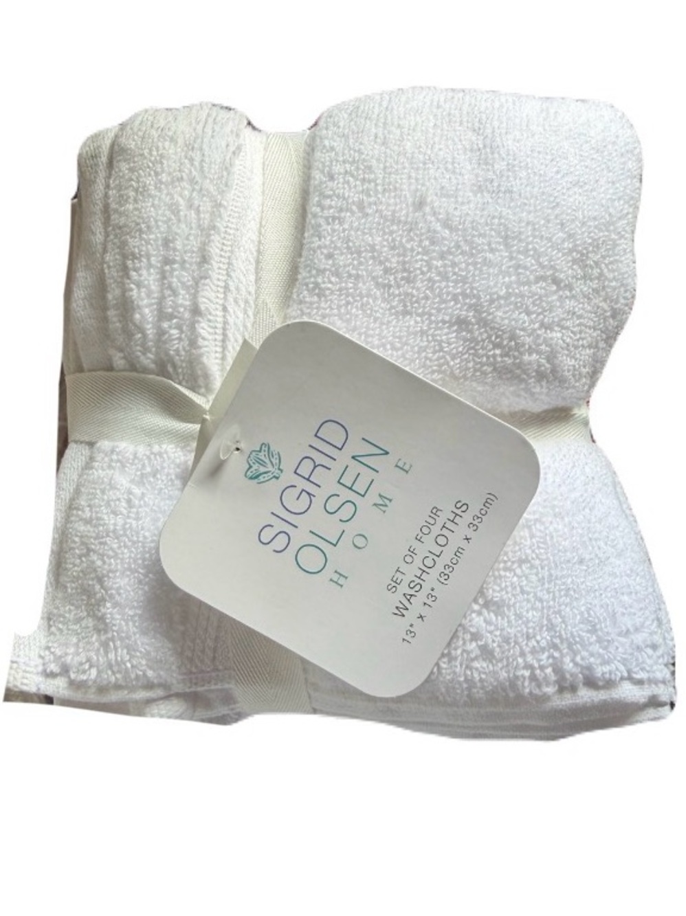 SIGRID OSLEN NWT 4pc white washcloths 13x13
